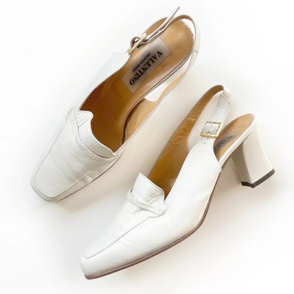 Vintage Valentino Cream Slingback Heels